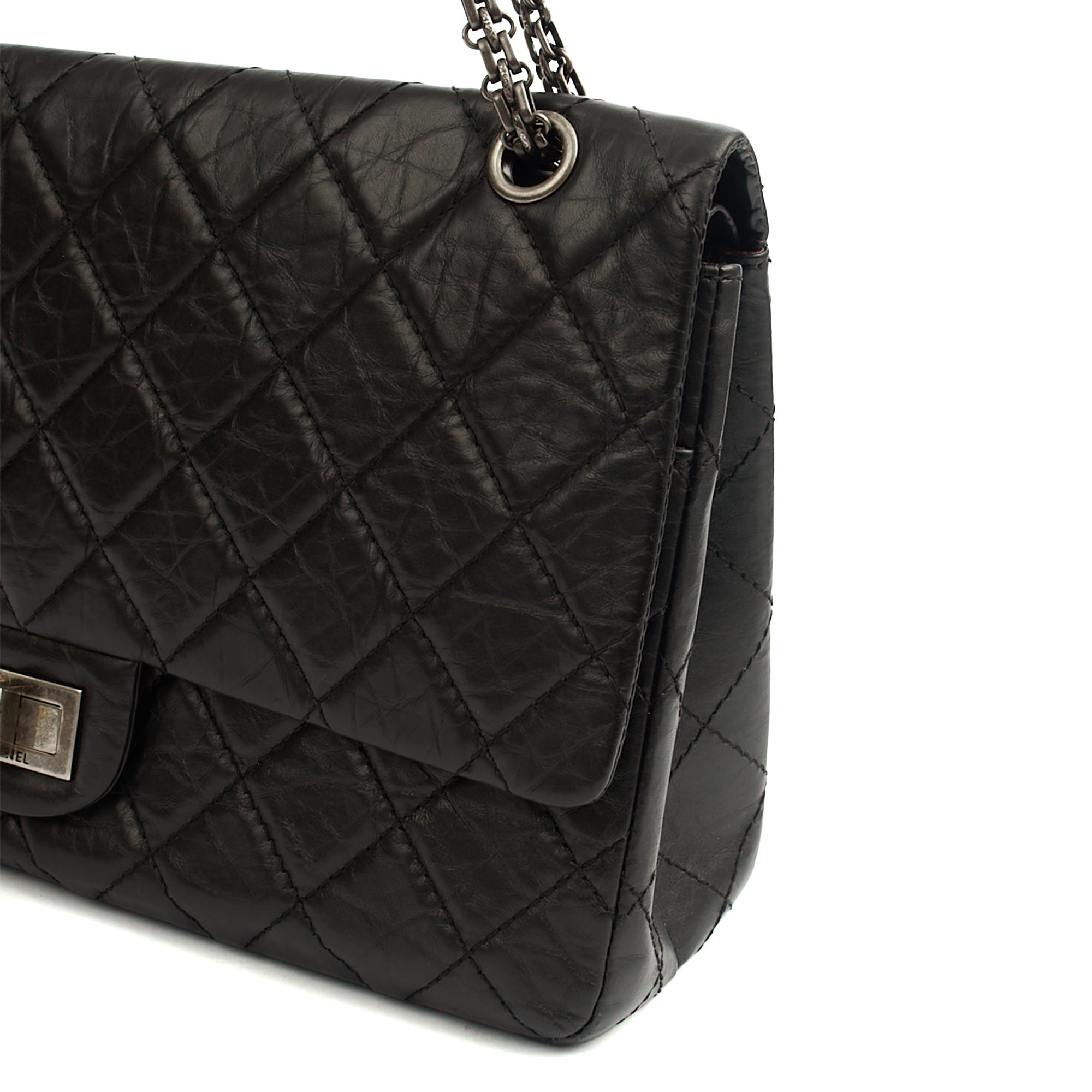 Chanel Shoulder Bag 2.55 Reissue - Maxi in Black, Crinkled Calfskin Leather