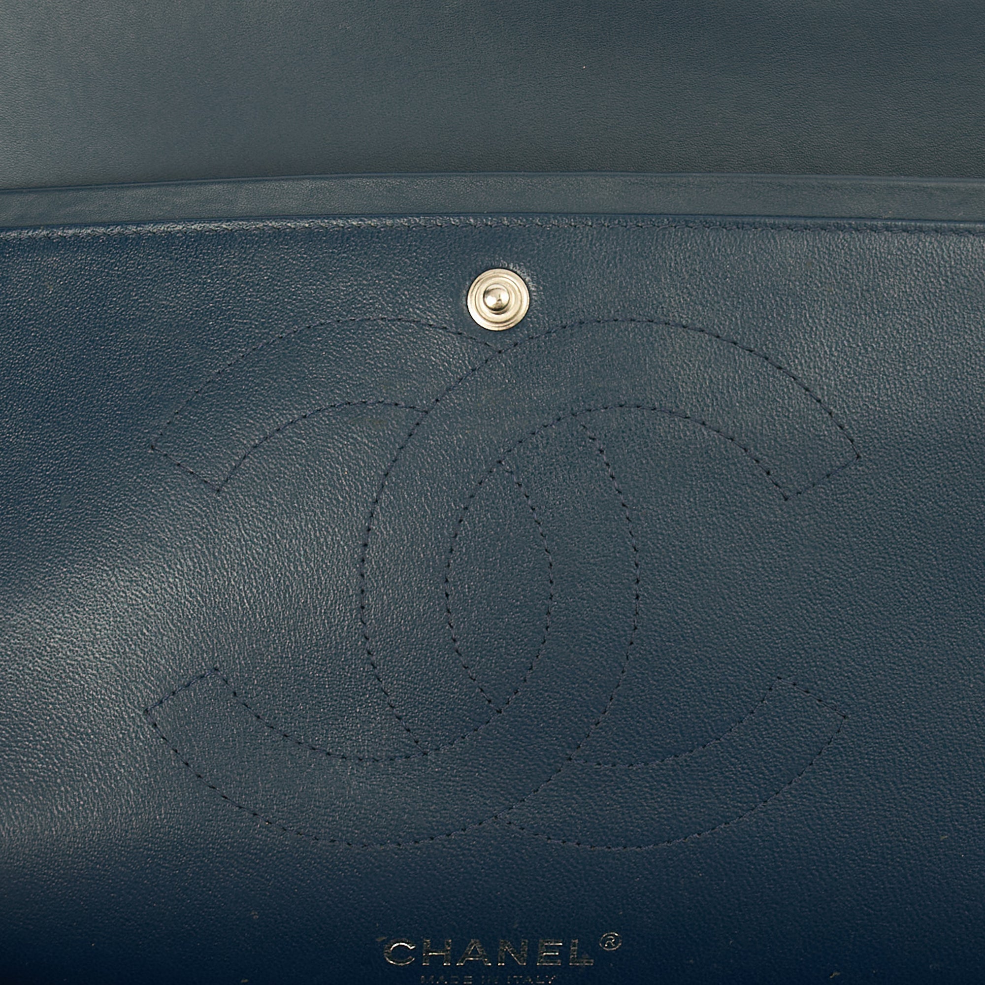 Chanel Shoulder Bag Classic Double Flap - Large in Blue, Patent Leather