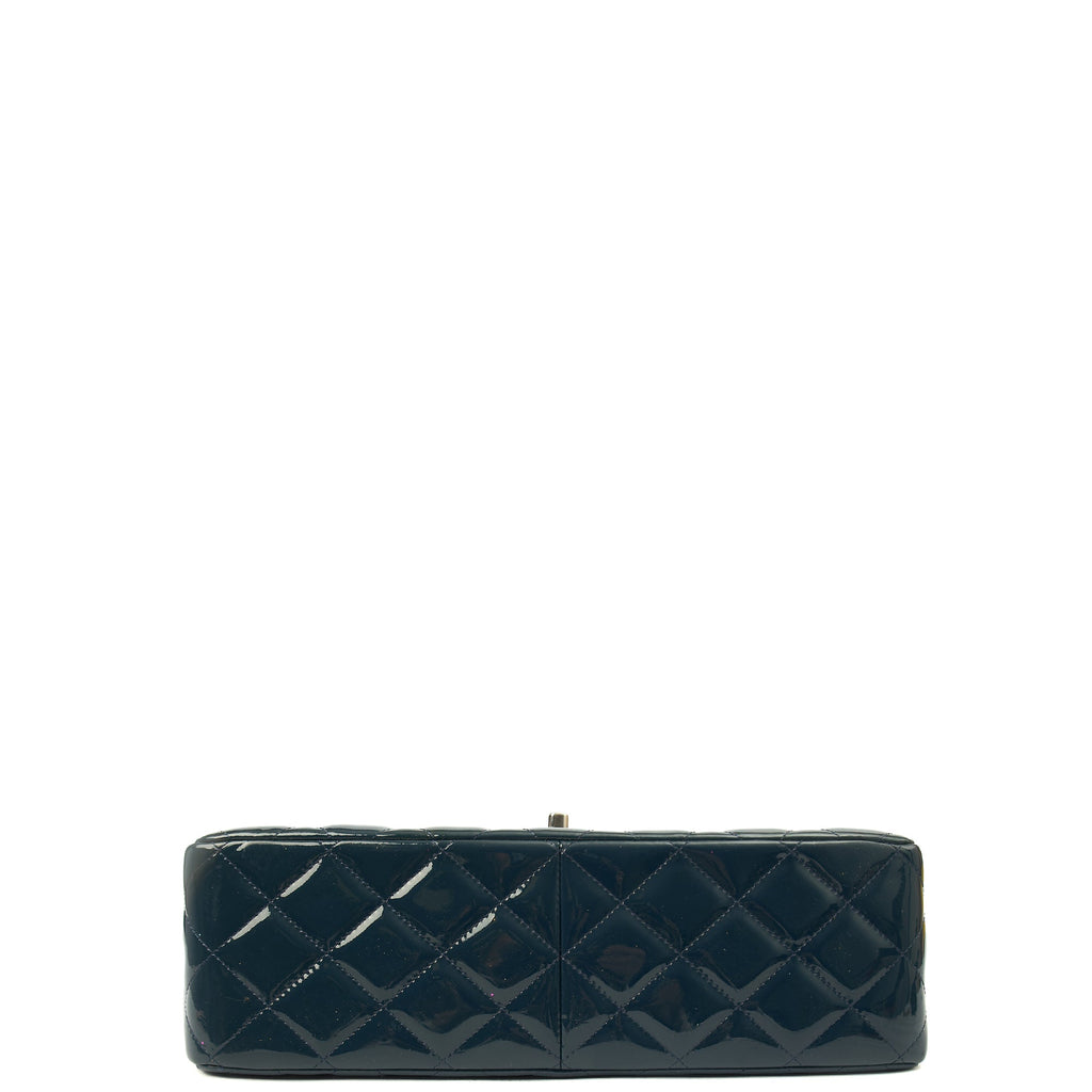 Chanel Shoulder Bag Classic Double Flap - Large in Blue, Patent Leather
