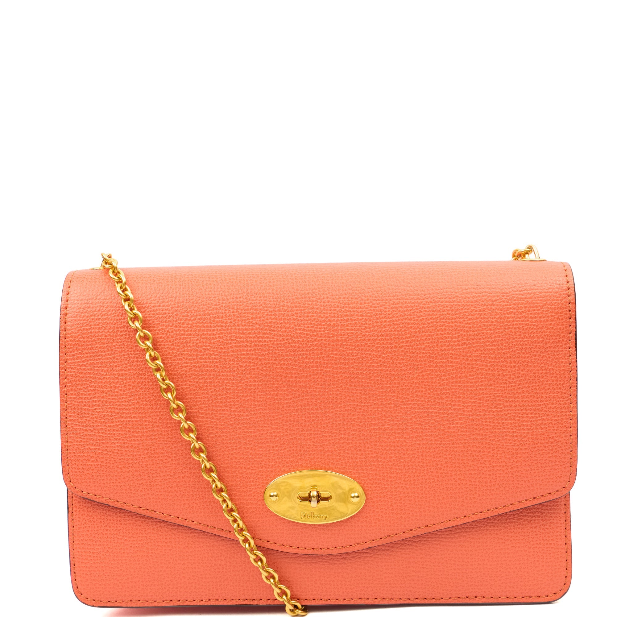 Mulberry Cross Body Darley in Coral Orange, Calfskin Leather