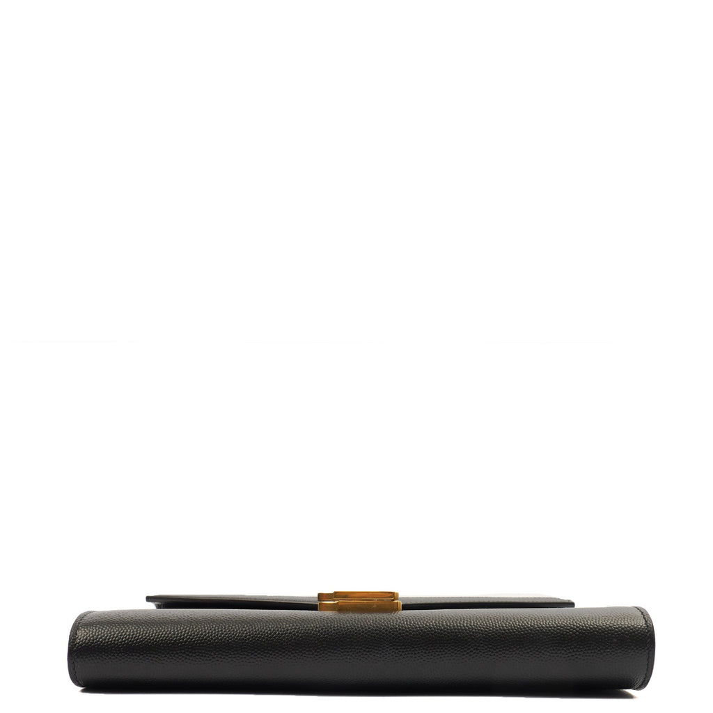 Saint Laurent Cross Body Cassandre Chain Flap Bag in Black, Calfskin Leather