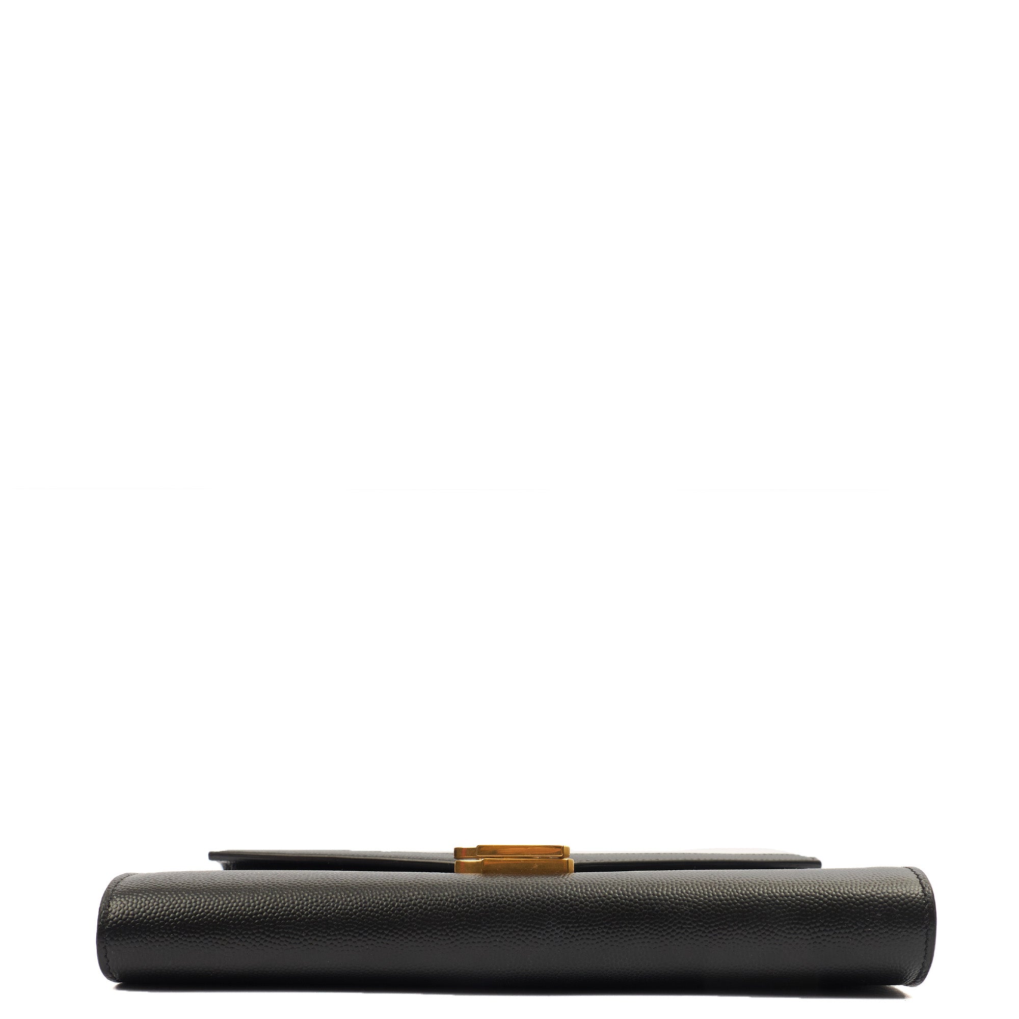 Saint Laurent Cross Body Cassandre Chain Flap Bag in Black, Calfskin Leather