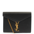 Saint Laurent Cross Body Cassandre Chain Flap Bag in Black, Calfskin Leather