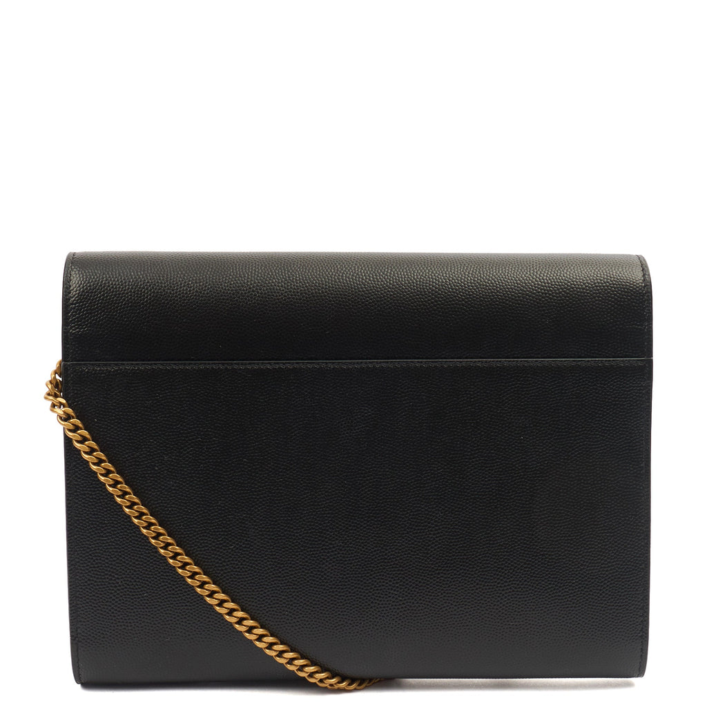 Saint Laurent Cross Body Cassandre Chain Flap Bag in Black, Calfskin Leather