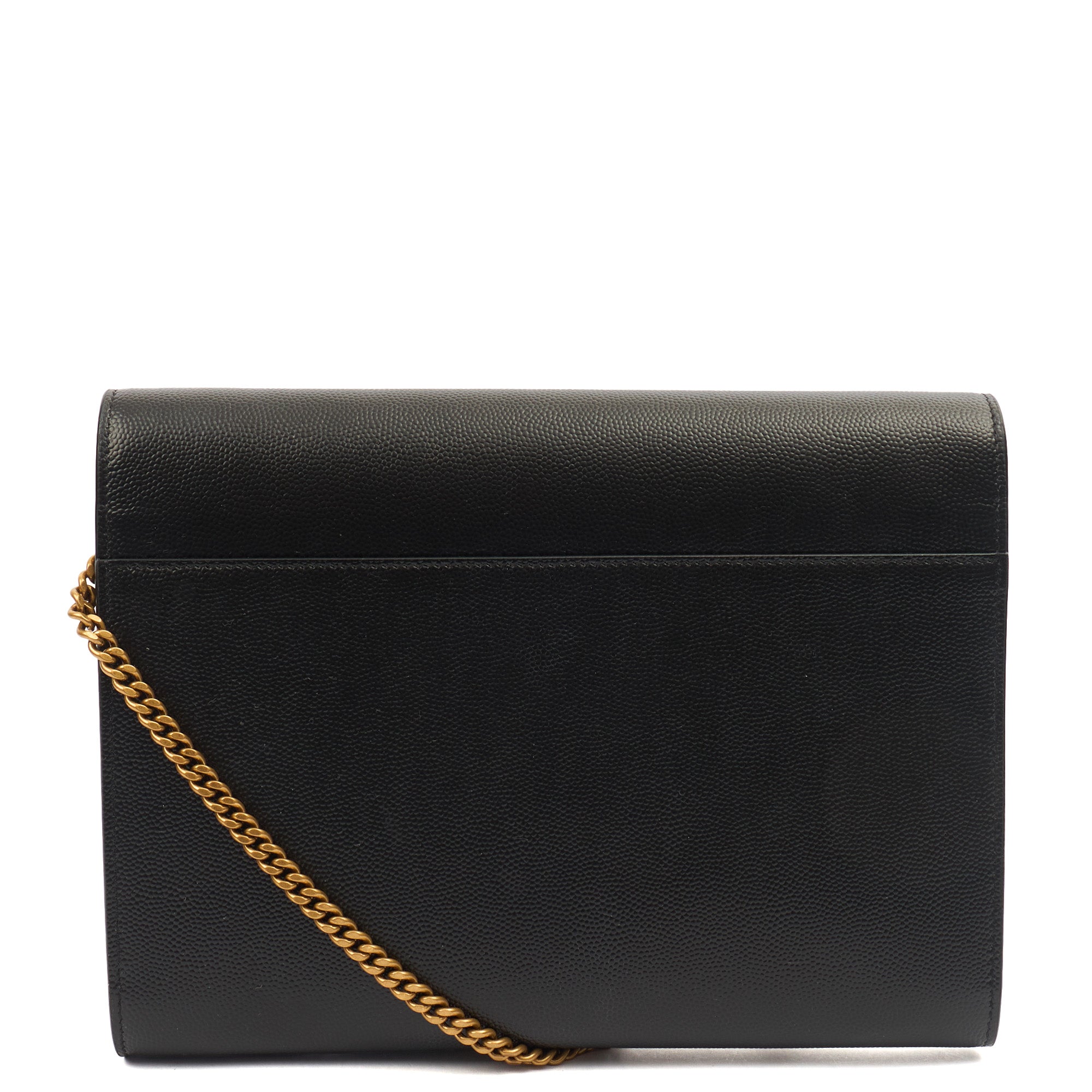 Saint Laurent Cross Body Cassandre Chain Flap Bag in Black, Calfskin Leather