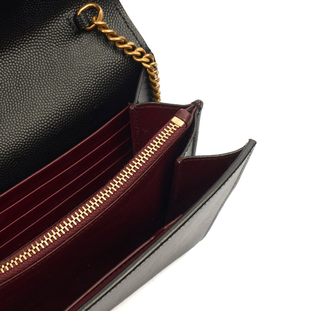 Saint Laurent Cross Body Cassandre Chain Flap Bag in Black, Calfskin Leather