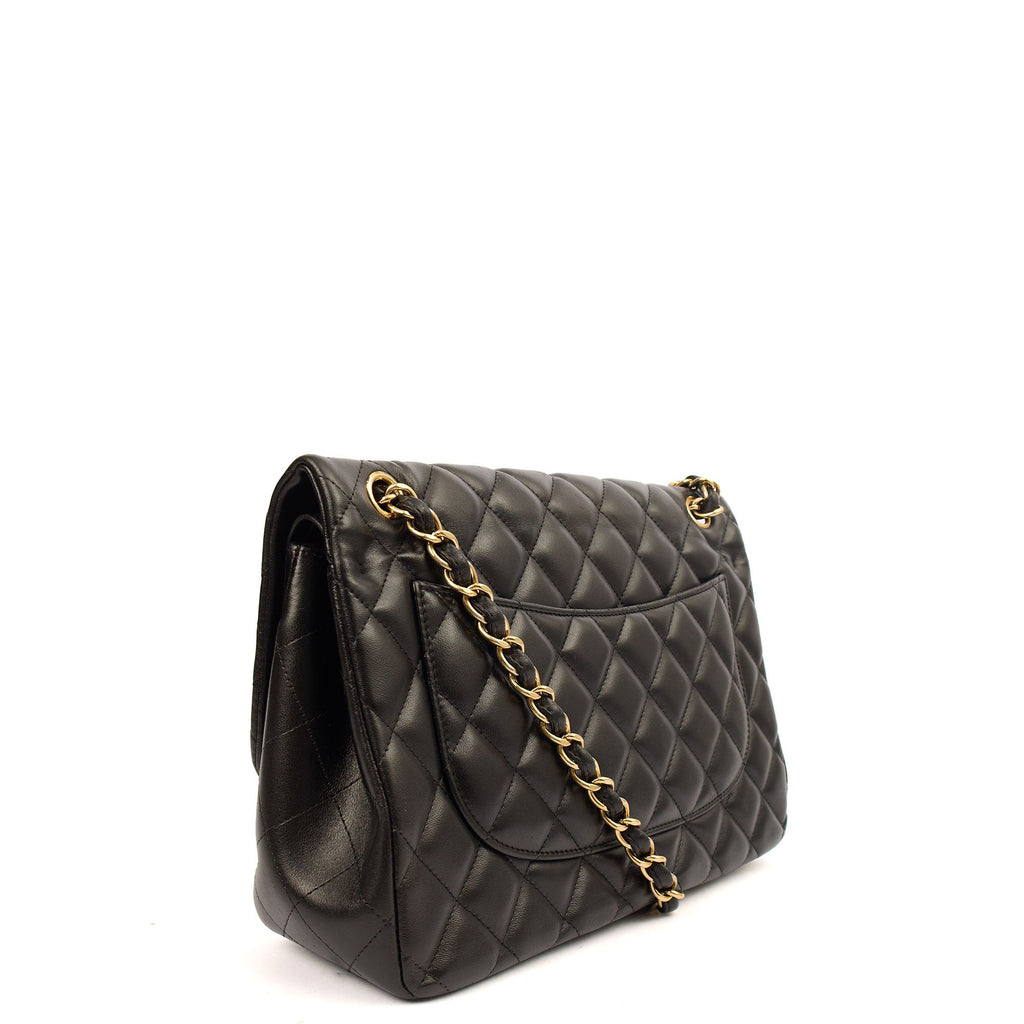 Chanel Shoulder Bag Classic Double Flap - Large in Black, Lambskin Leather