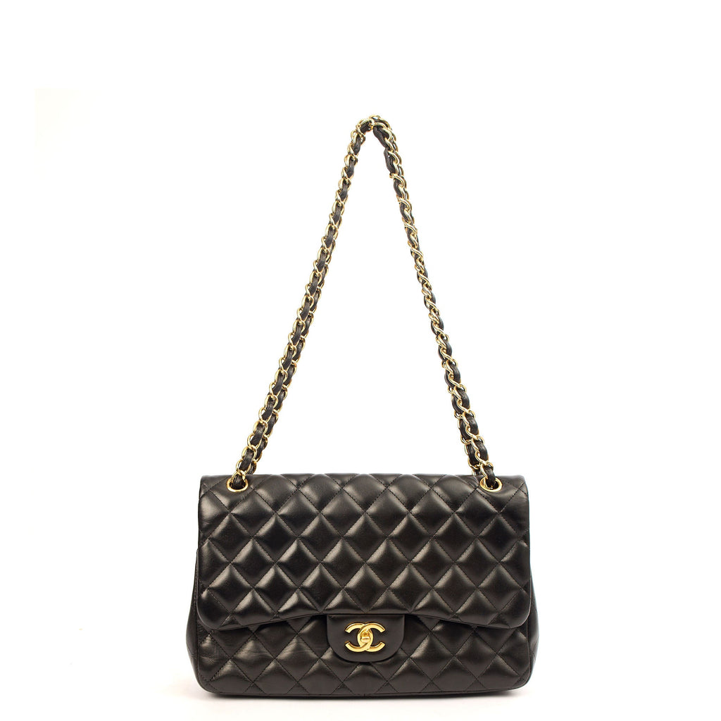 Chanel Shoulder Bag Classic Double Flap - Large in Black, Lambskin Leather