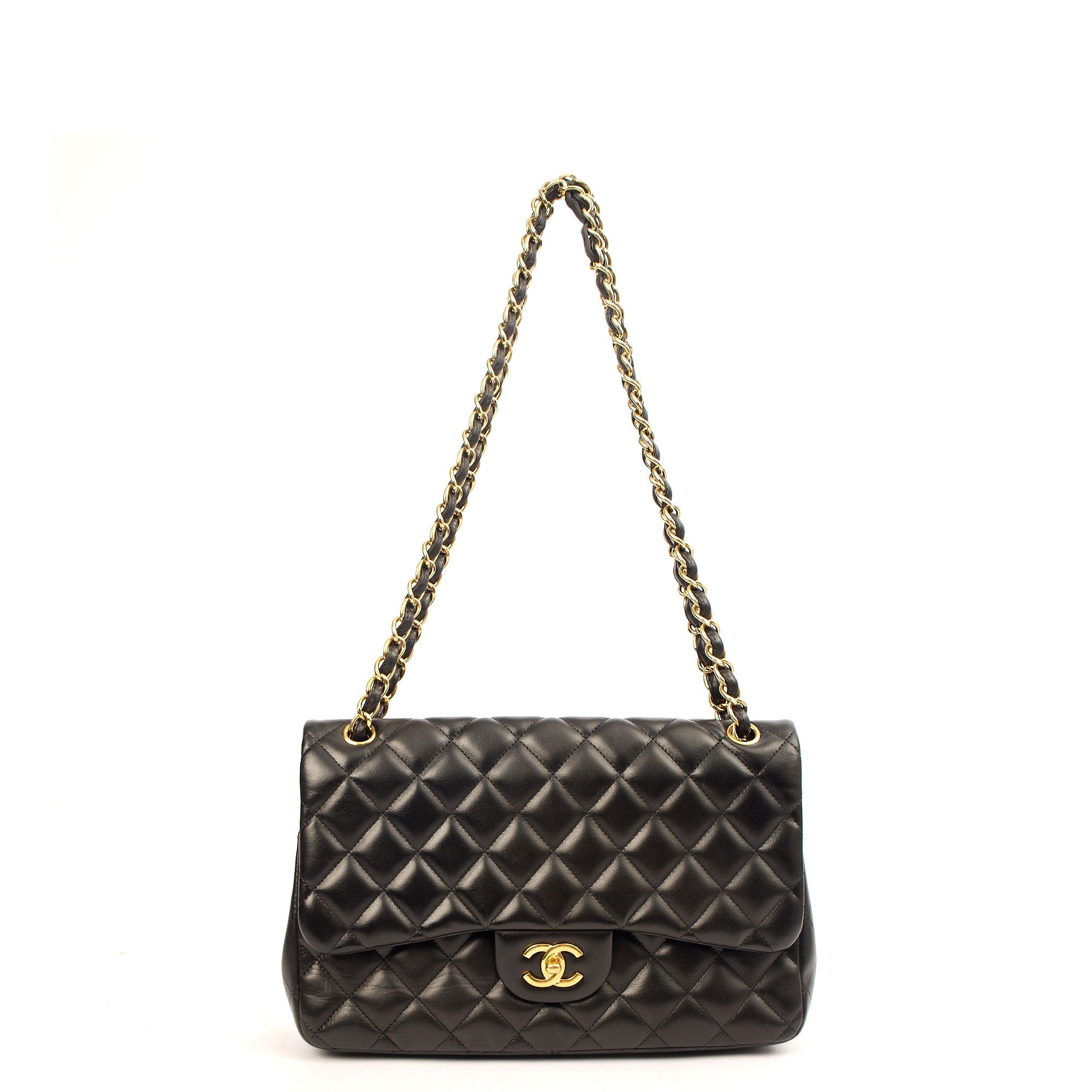 Chanel Shoulder Bag Classic Double Flap - Large in Black, Lambskin Leather