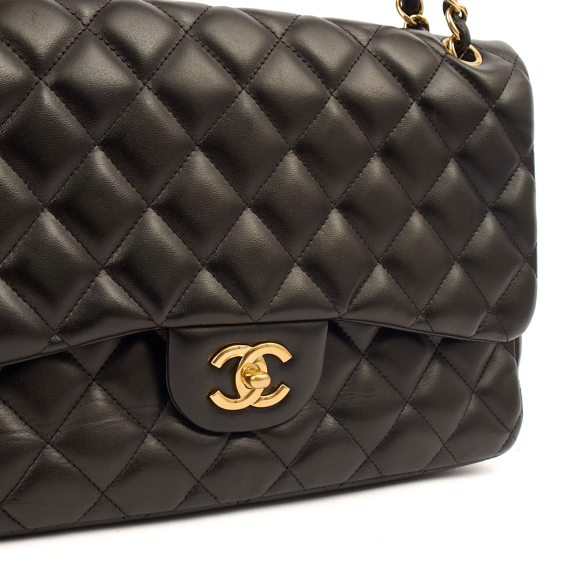 Chanel Shoulder Bag Classic Double Flap - Large in Black, Lambskin Leather