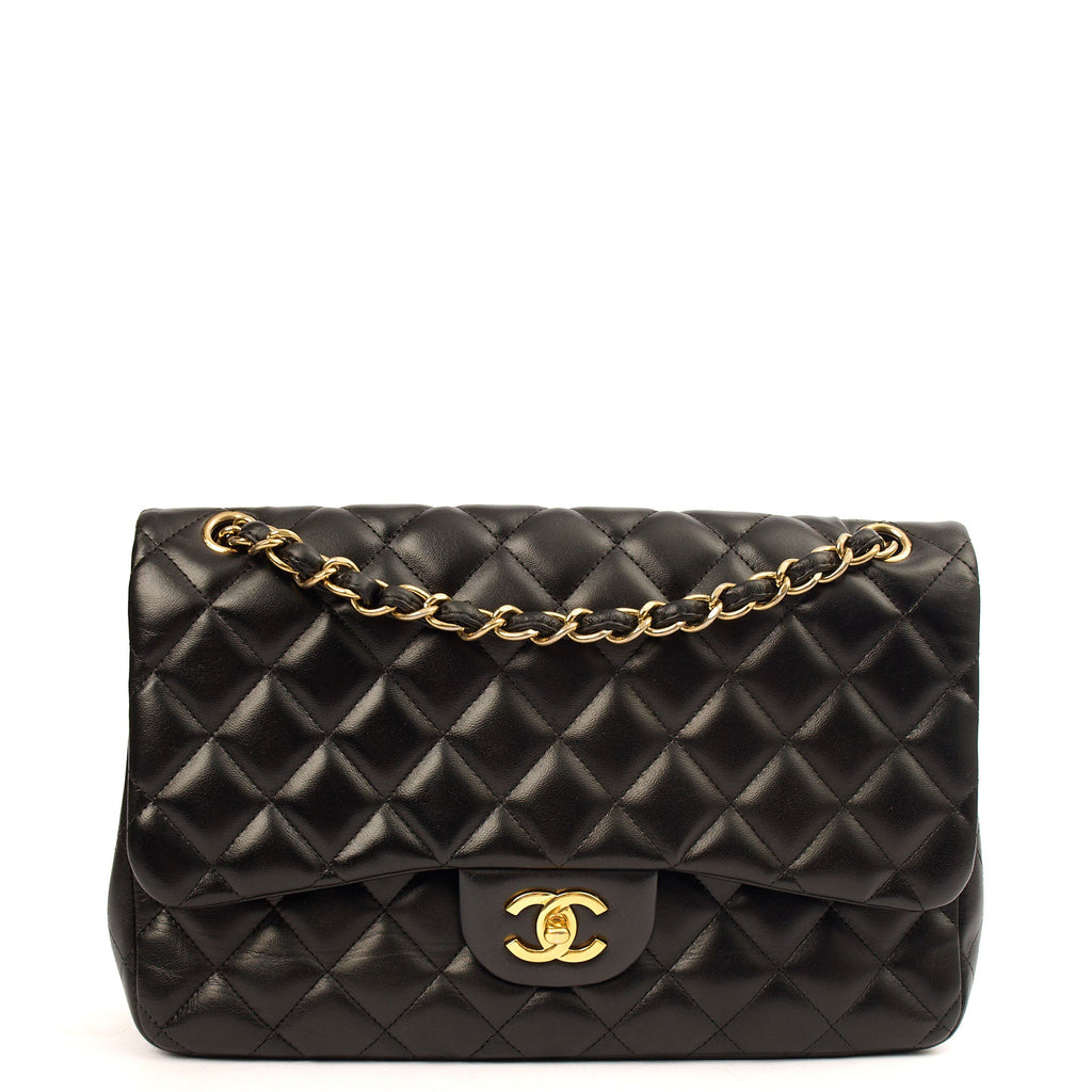 Chanel Shoulder Bag Classic Double Flap - Large in Black, Lambskin Leather