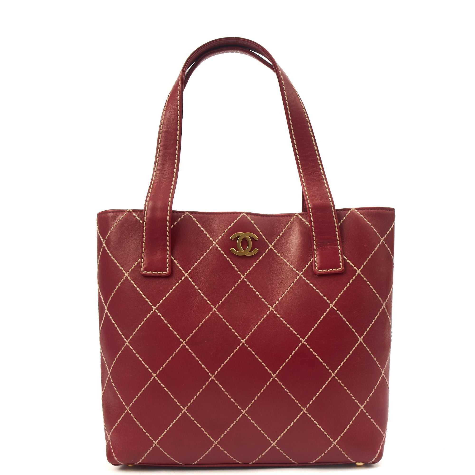 Chanel Tote Vintage Tote in Red, Calfskin Leather