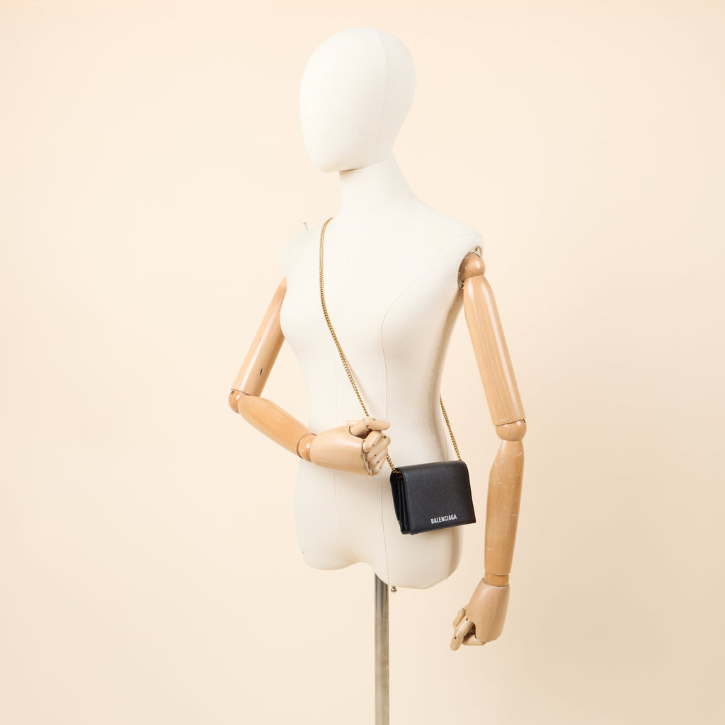 Balenciaga Cross Body Gossip Wallet On Chain in Black, Veau (Calfskin)