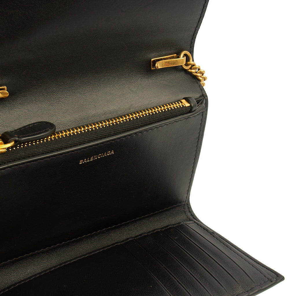 Balenciaga Cross Body Gossip Wallet On Chain in Black, Veau (Calfskin)