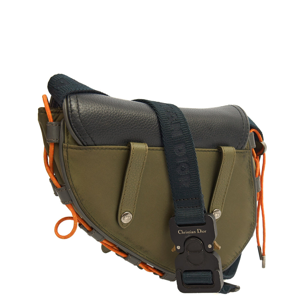 Christian Dior Mini Bag Mini Saddle in Green, Fabric