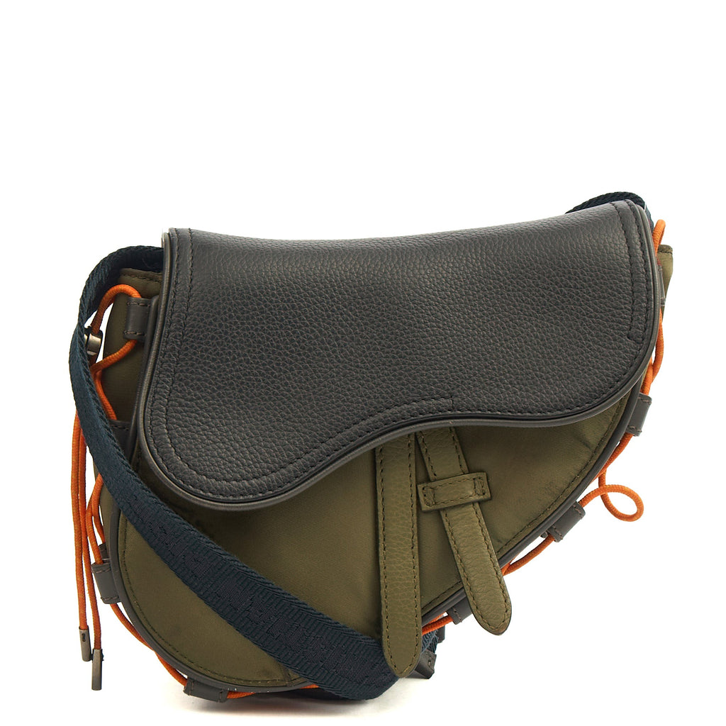 Christian Dior Mini Bag Mini Saddle in Green, Fabric