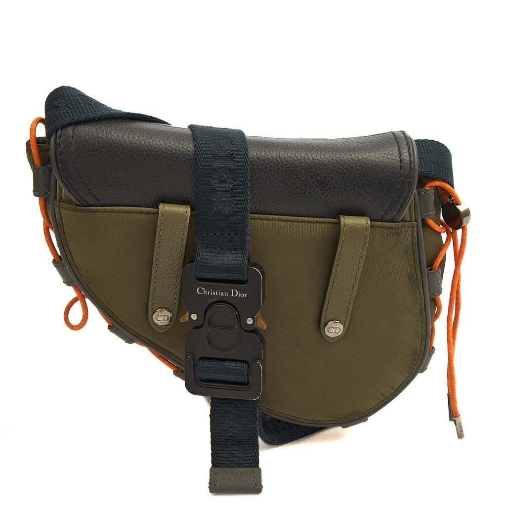 Christian Dior Mini Bag Mini Saddle in Green, Fabric