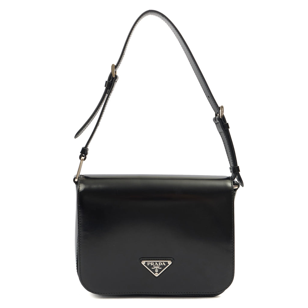 Prada Shoulder Bag Shoulder Bag in Black, Patent Leather
