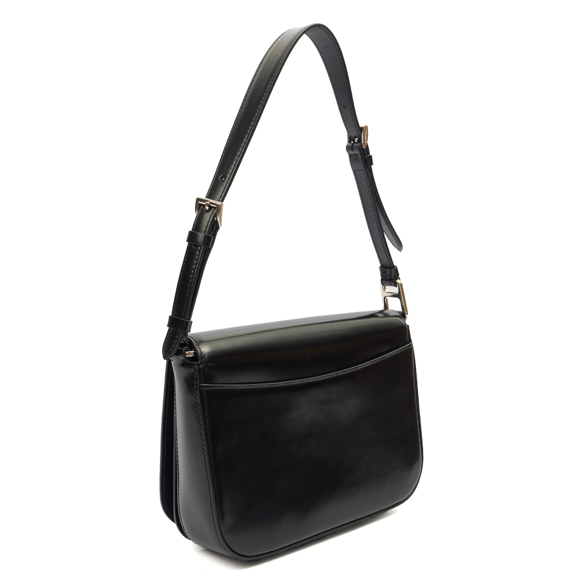Prada Shoulder Bag Shoulder Bag in Black, Patent Leather