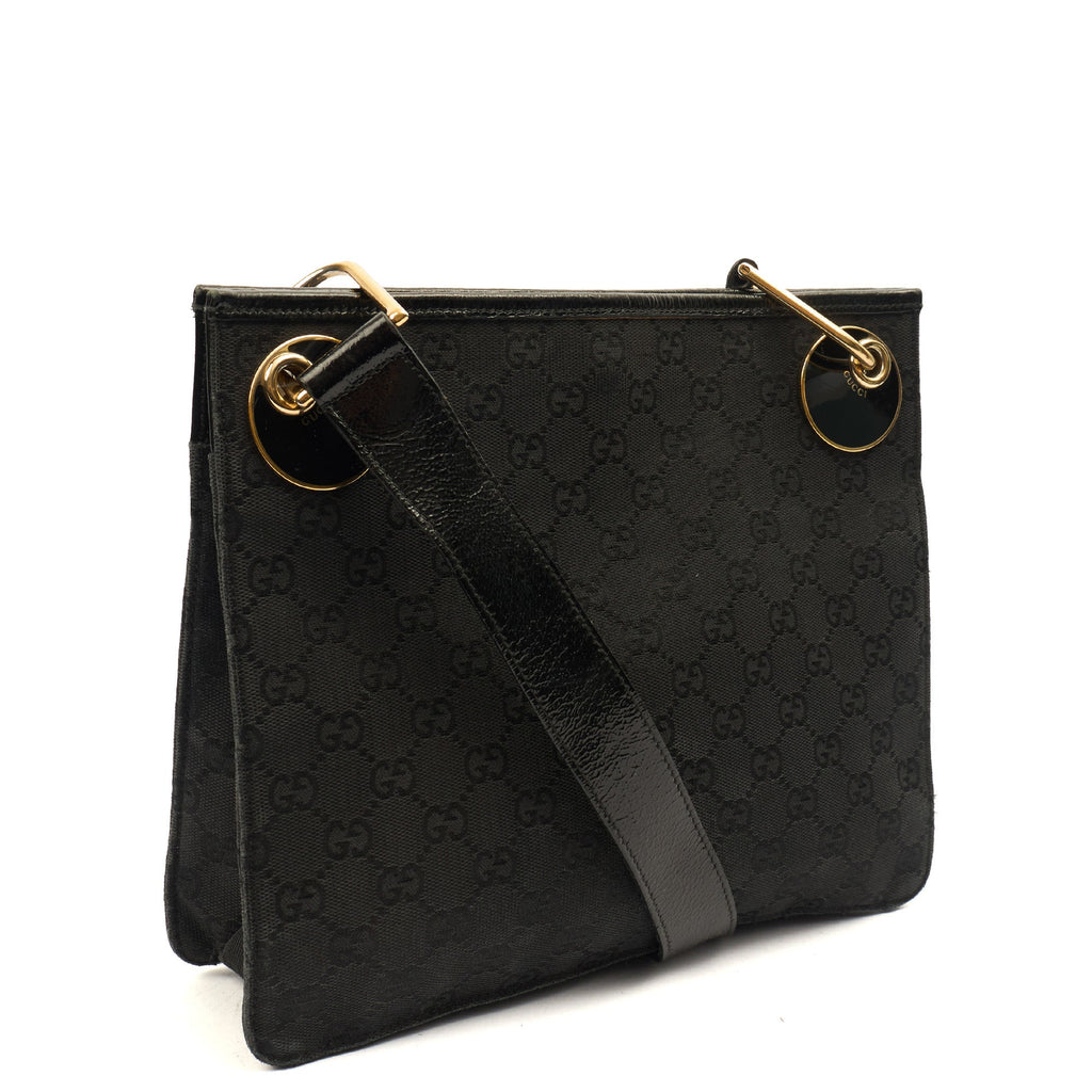Gucci Cross Body Vintage Shoulder Bag in Black, GG Canvas