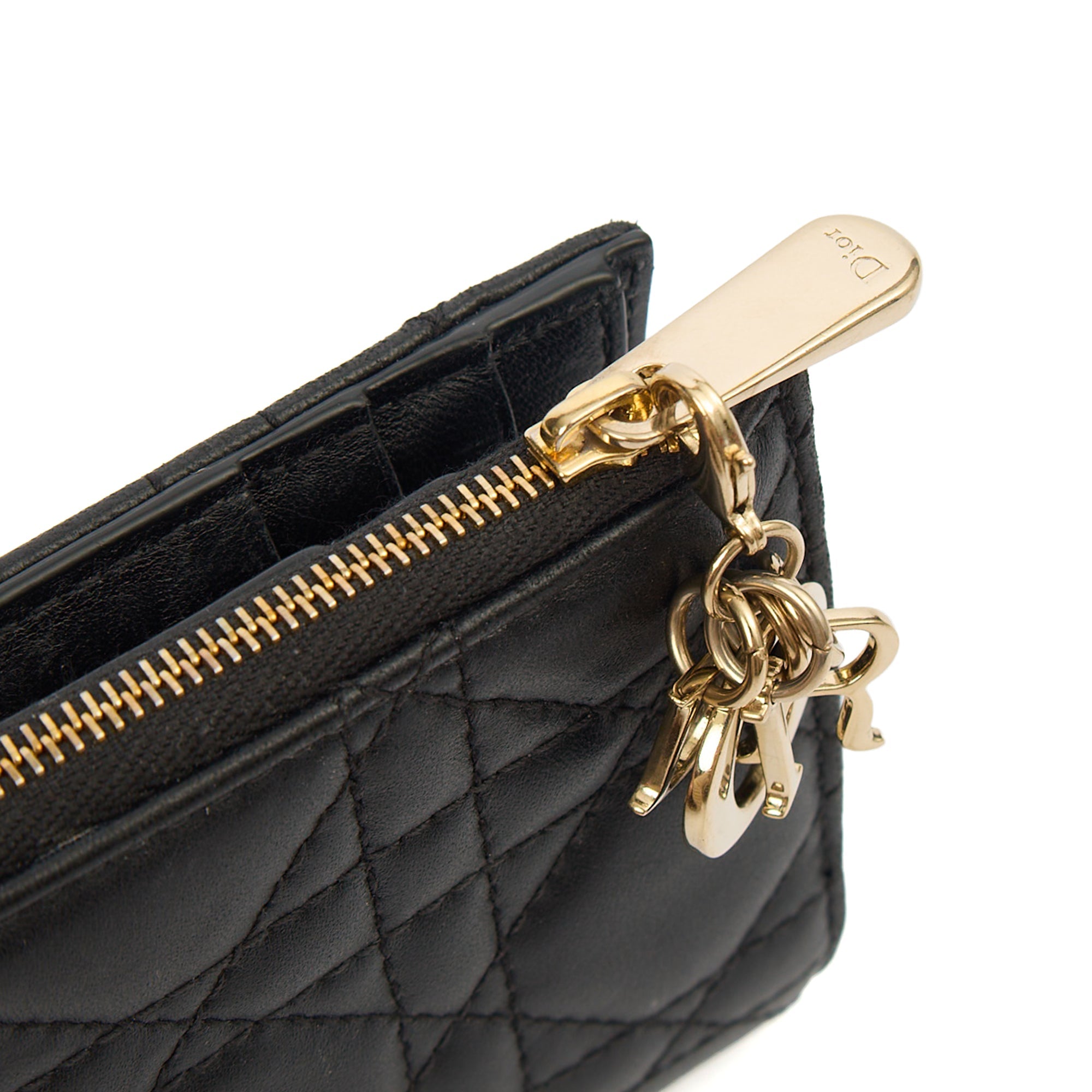Christian Dior Purse Lady Dior Wallet in Black, Leather