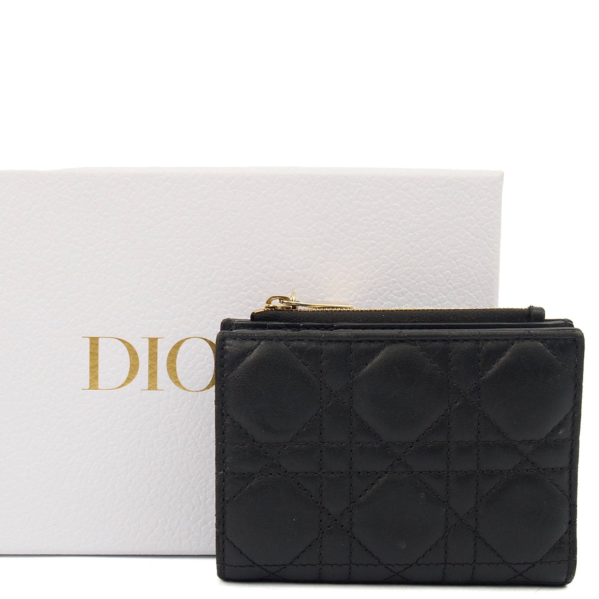 Christian Dior Purse Lady Dior Wallet in Black, Leather