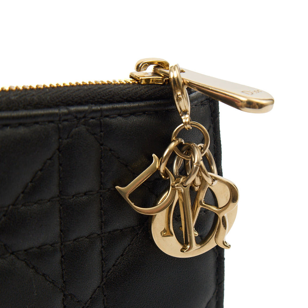 Christian Dior Purse Lady Dior Wallet in Black, Leather