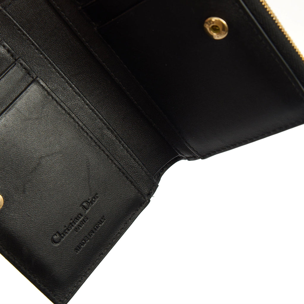 Christian Dior Purse Lady Dior Wallet in Black, Leather