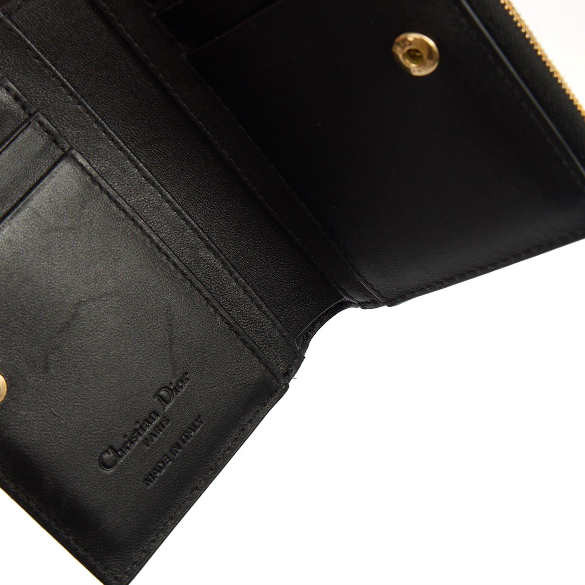 Christian Dior Purse Lady Dior Wallet in Black, Leather