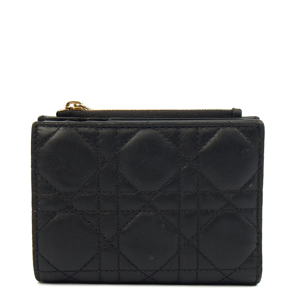 Christian Dior Purse Lady Dior Wallet in Black, Leather