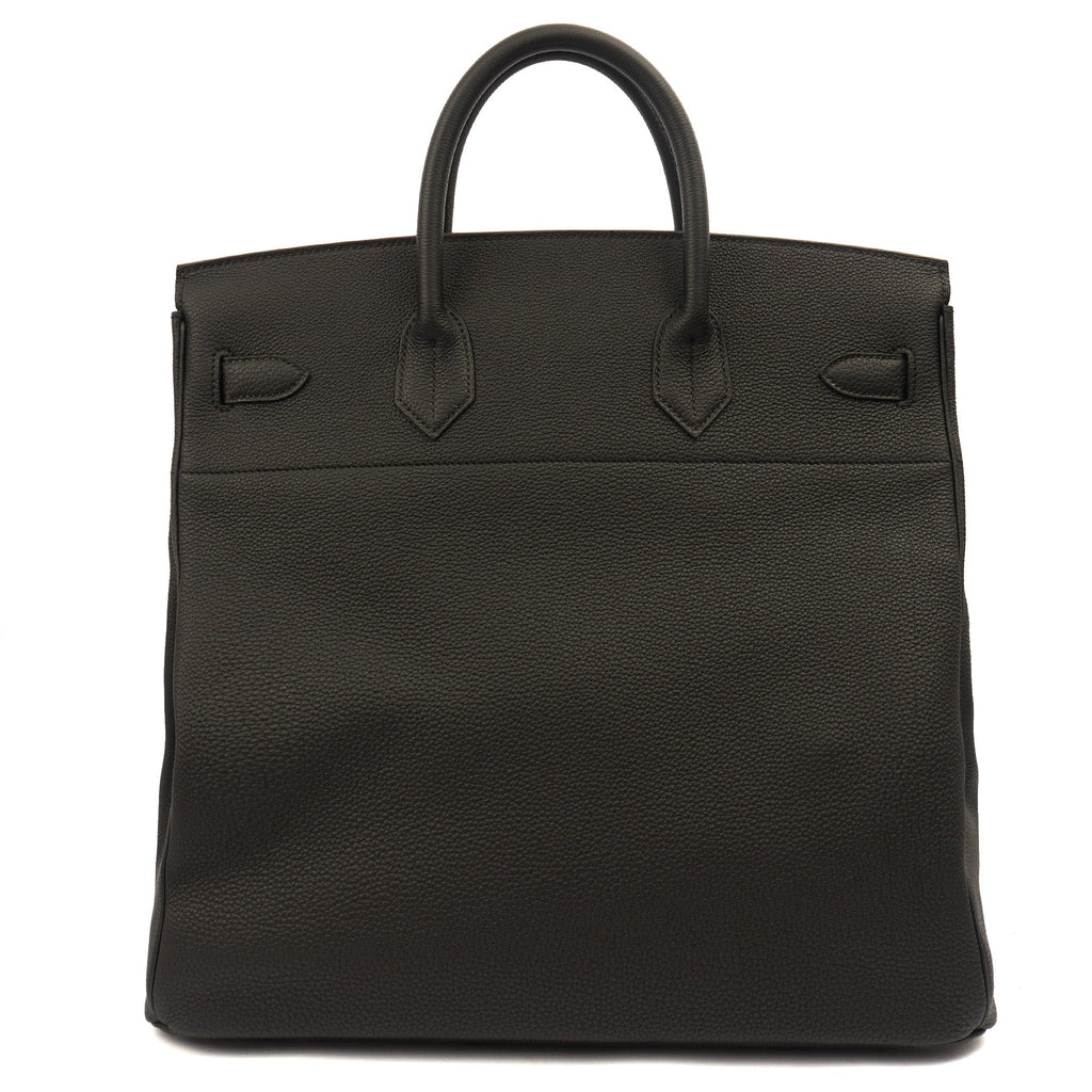 Hermes HAC 40 (Haut à Courroies) in Black, Togo Leather with So Black Hardware