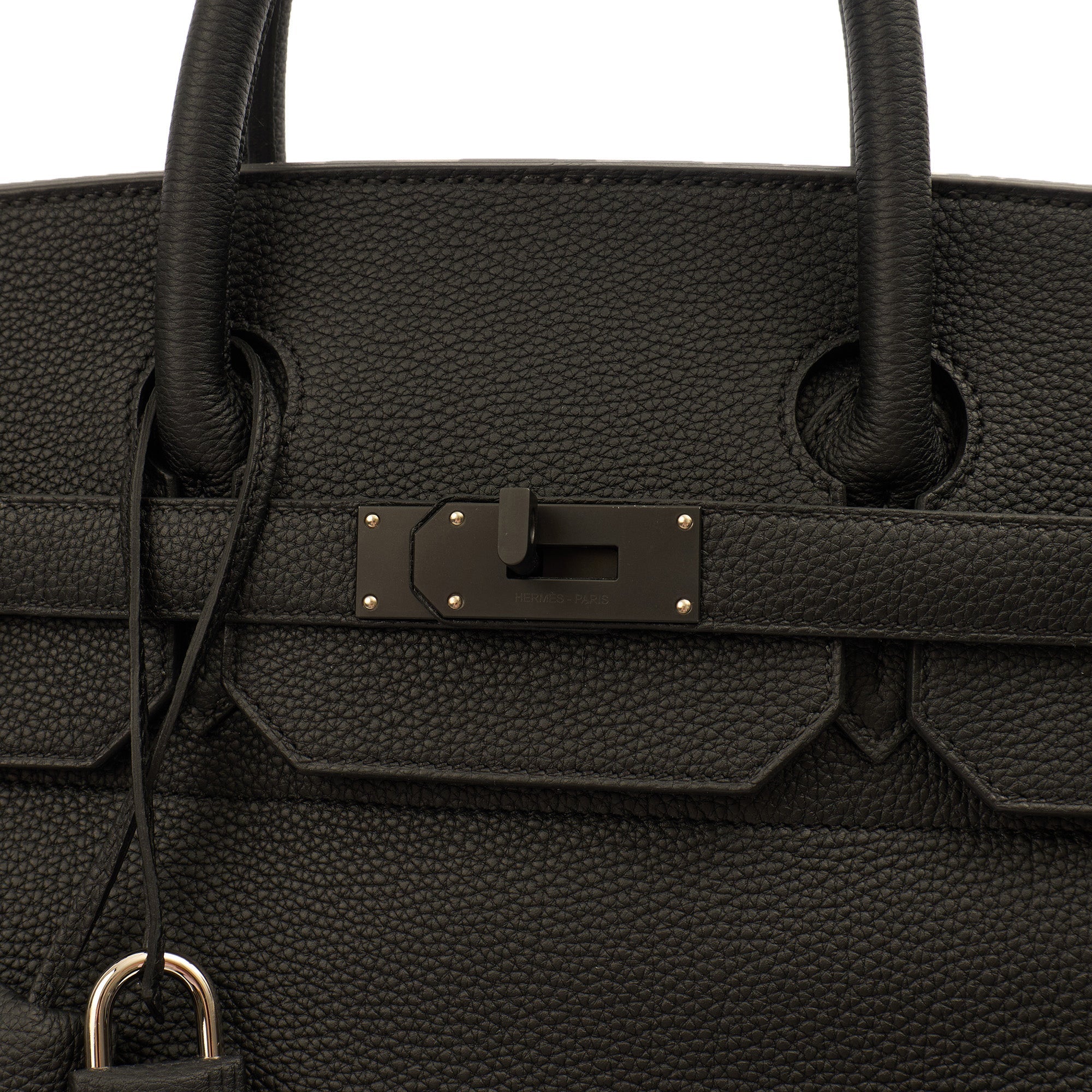 Hermes HAC 40 (Haut à Courroies) in Black, Togo Leather with So Black Hardware