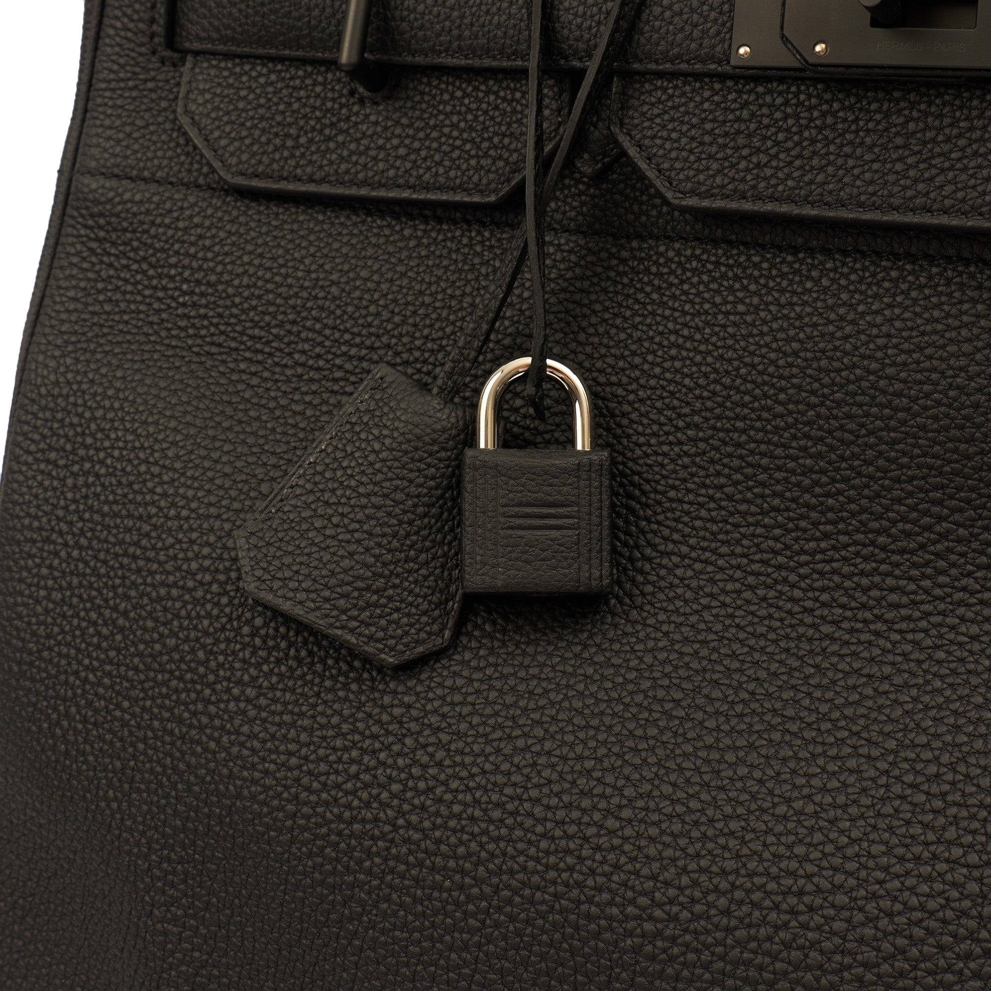 Hermes HAC 40 (Haut à Courroies) in Black, Togo Leather with So Black Hardware
