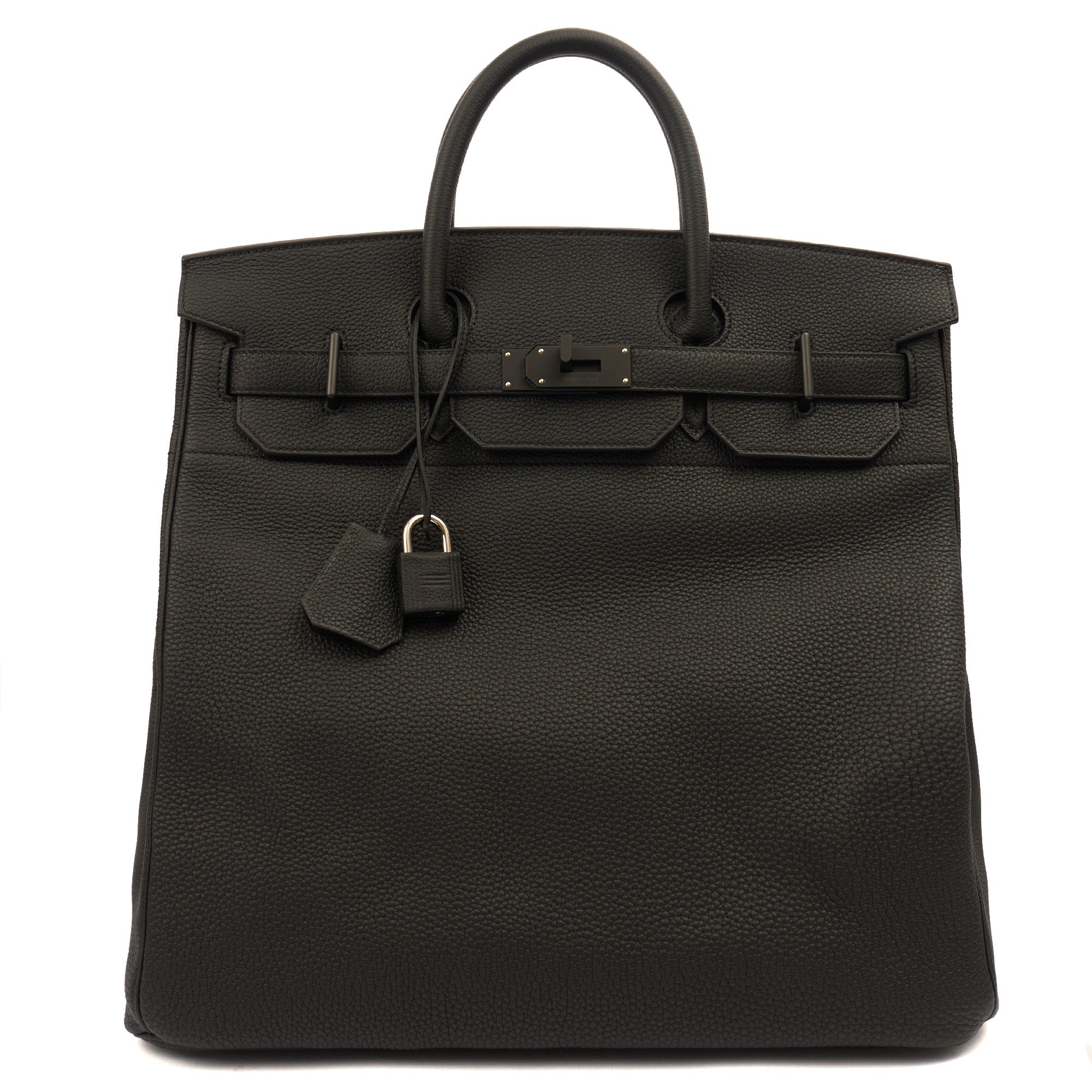 Hermes HAC 40 (Haut à Courroies) in Black, Togo Leather with So Black Hardware