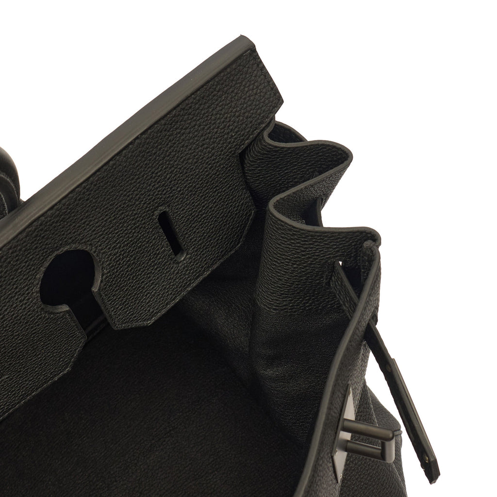 Hermes HAC 40 (Haut à Courroies) in Black, Togo Leather with So Black Hardware