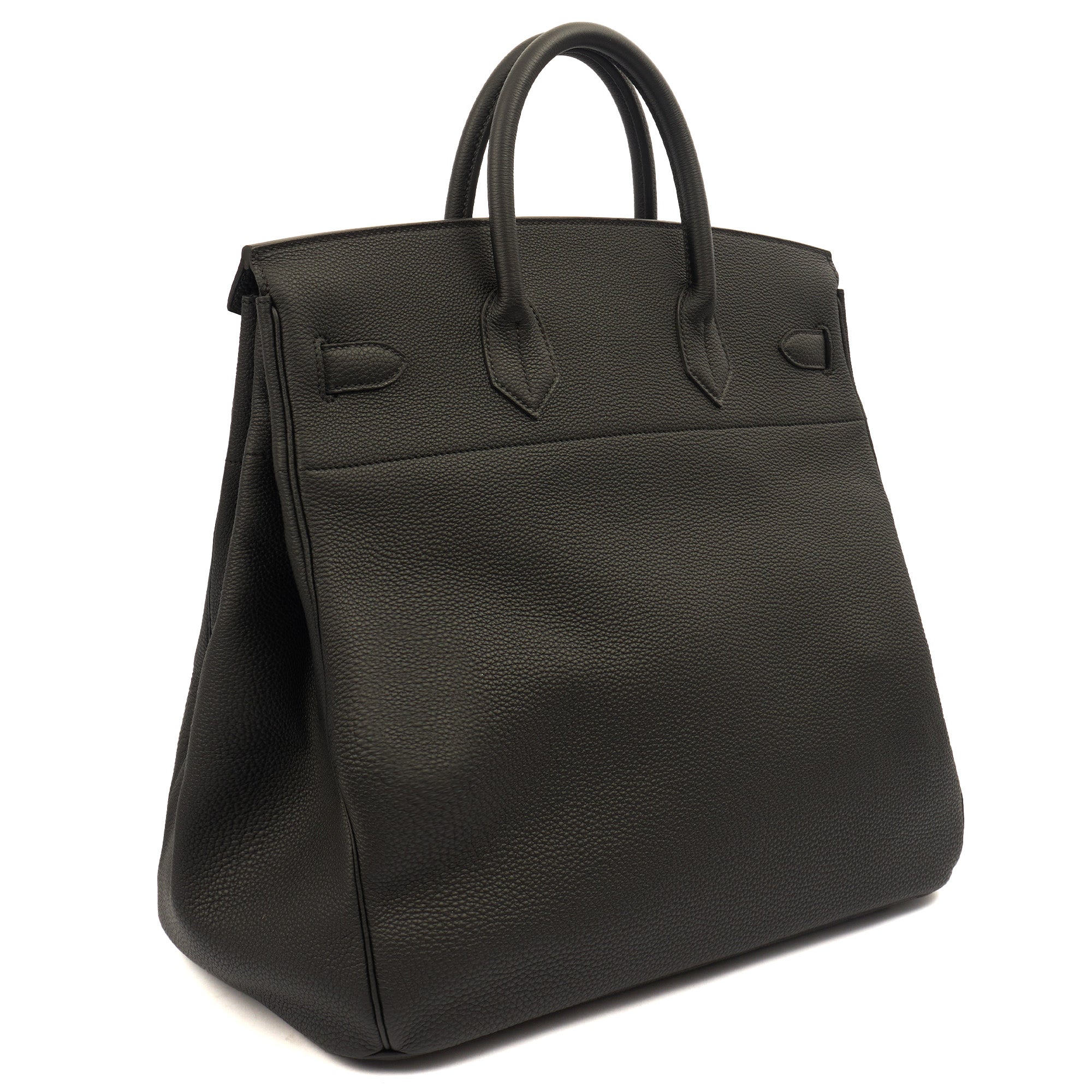 Hermes HAC 40 (Haut à Courroies) in Black, Togo Leather with So Black Hardware