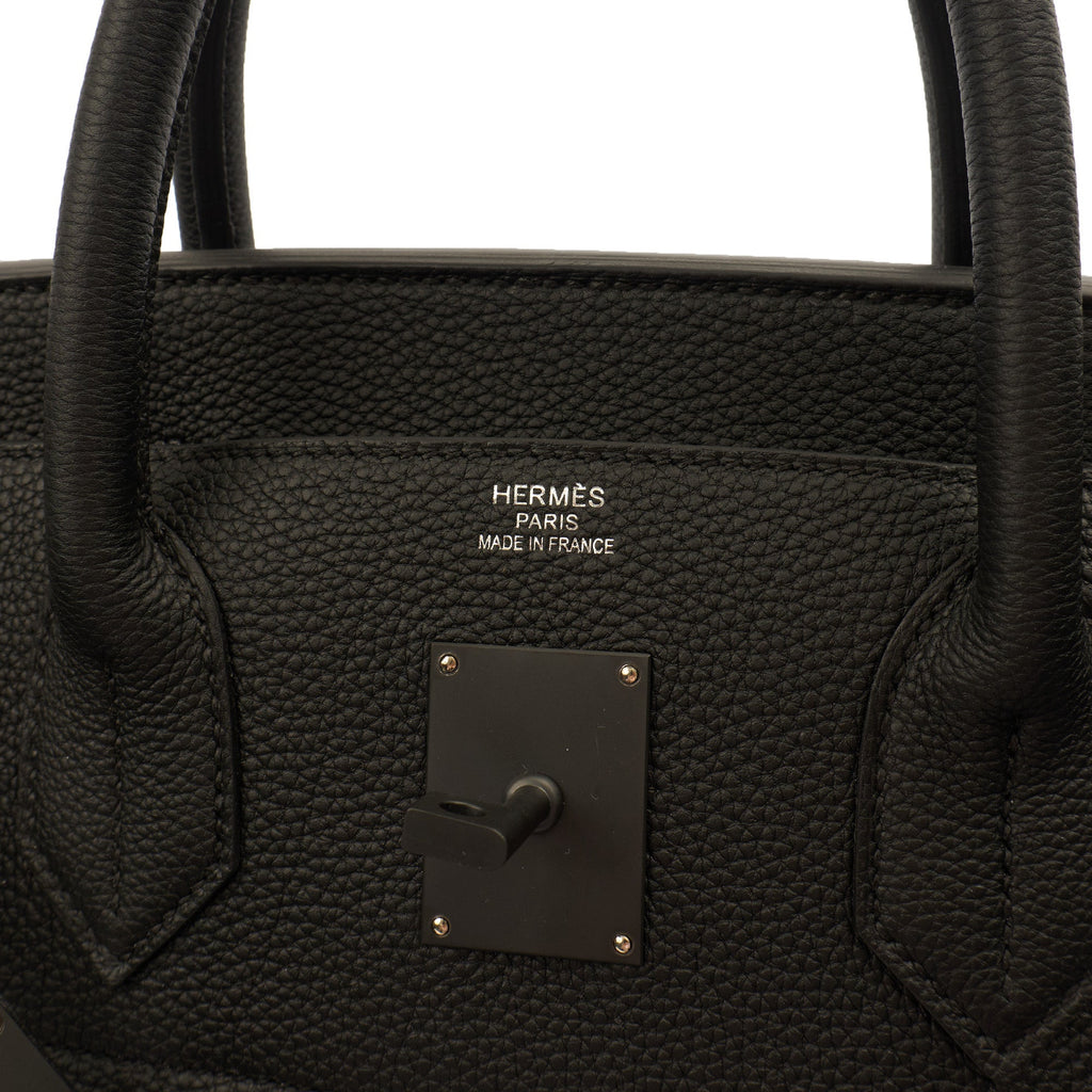 Hermes HAC 40 (Haut à Courroies) in Black, Togo Leather with So Black Hardware
