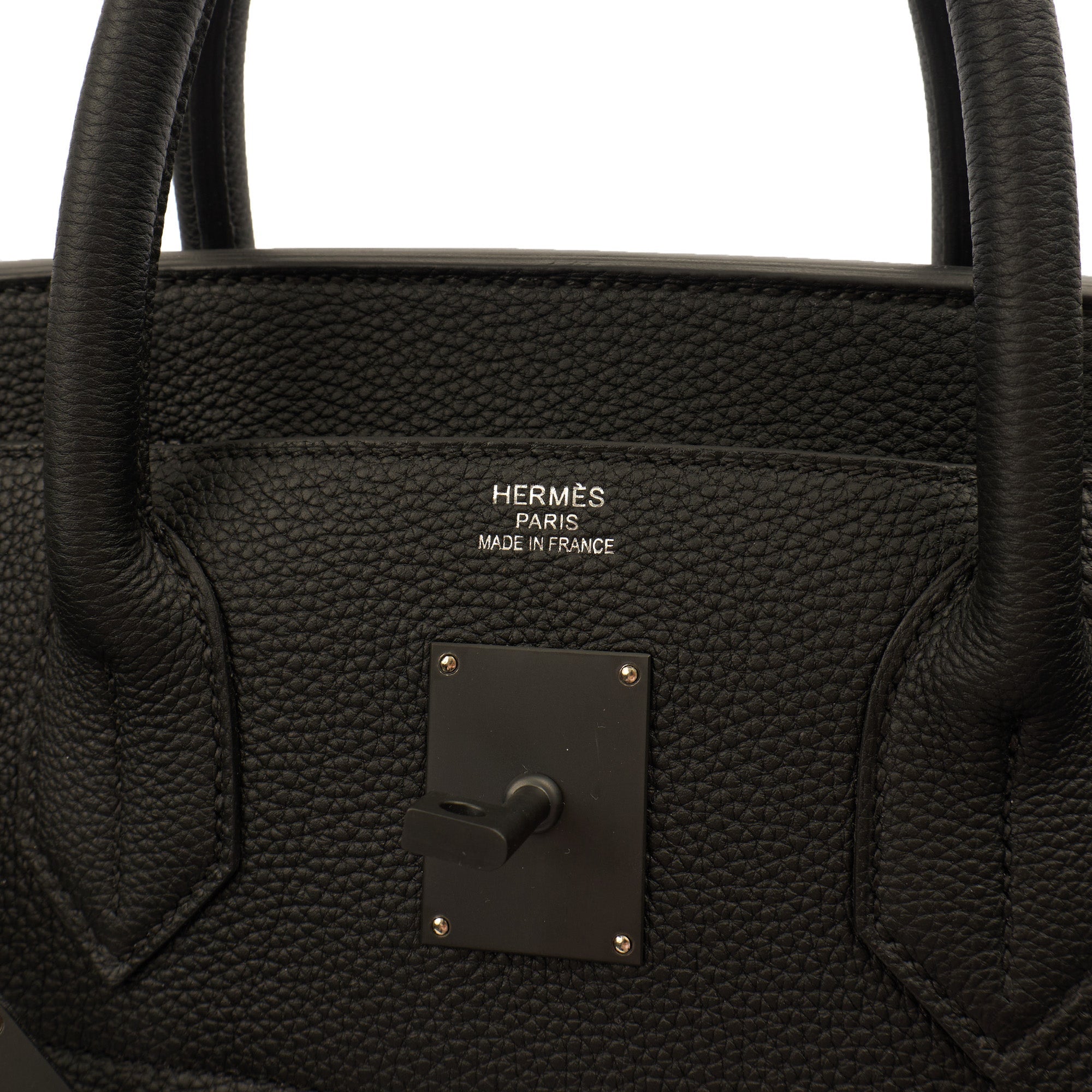 Hermes HAC 40 (Haut à Courroies) in Black, Togo Leather with So Black Hardware