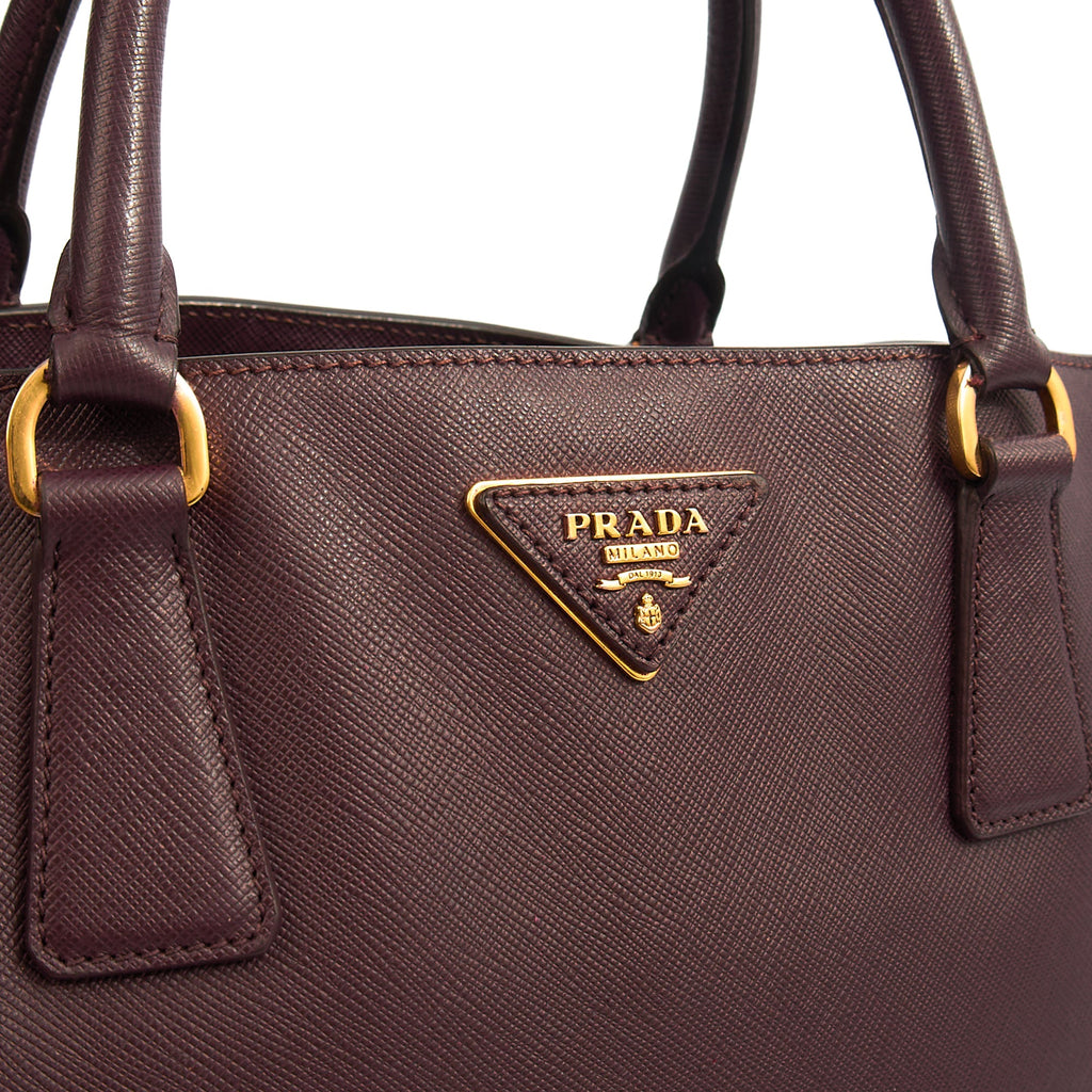 Prada Tote Galleria - Medium Double Zip Tote in Cognac, Saffiano Leather