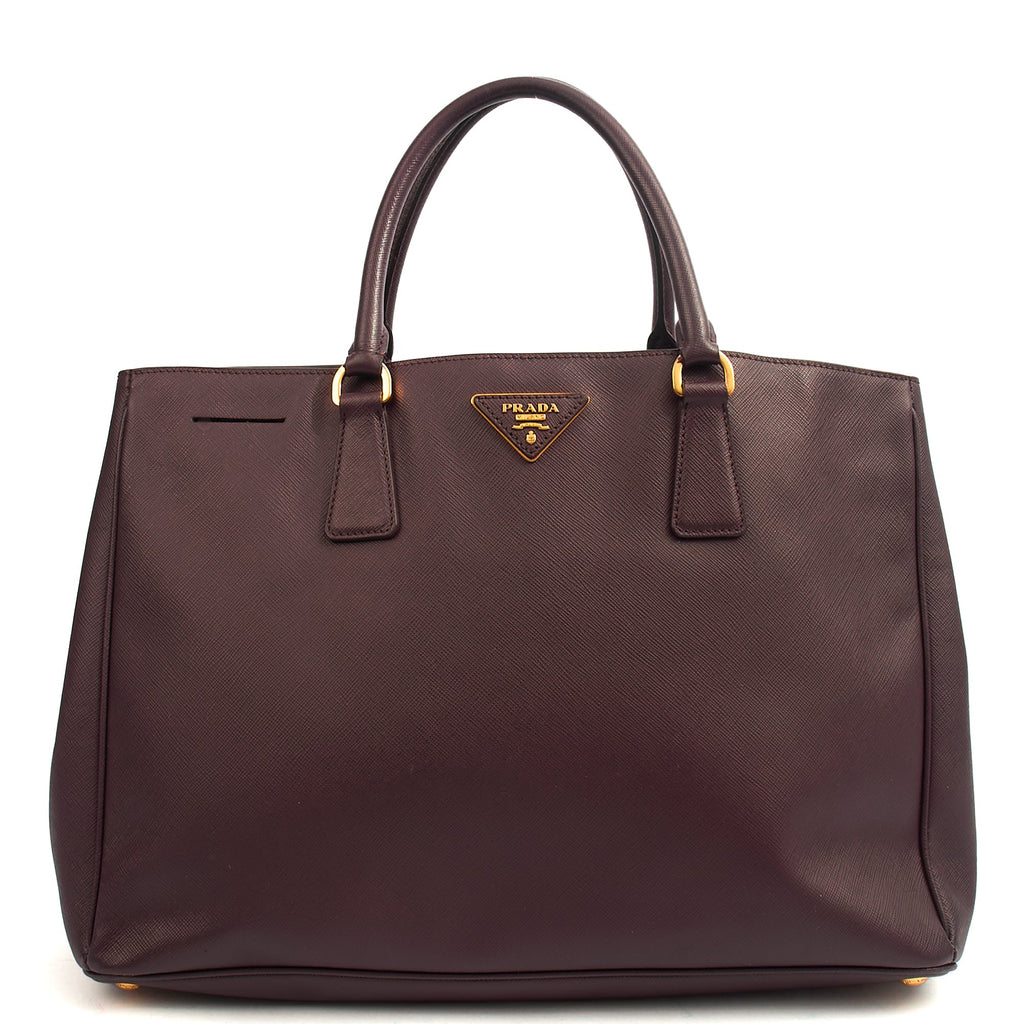 Prada Tote Galleria - Medium Double Zip Tote in Cognac, Saffiano Leather
