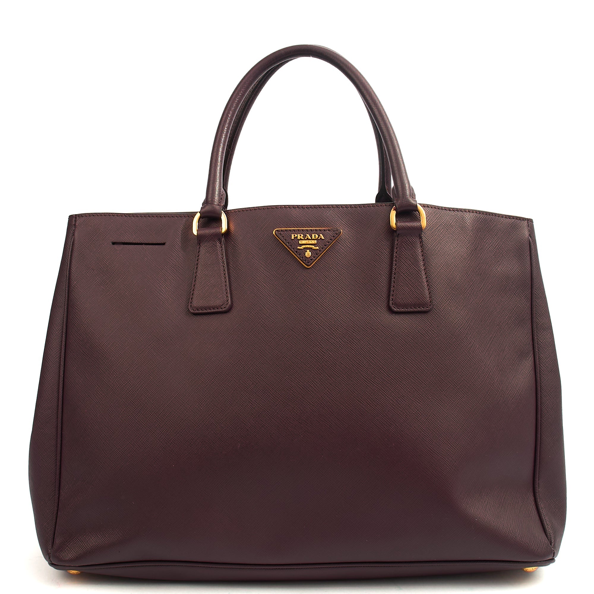Prada Tote Galleria - Medium Double Zip Tote in Cognac, Saffiano Leather