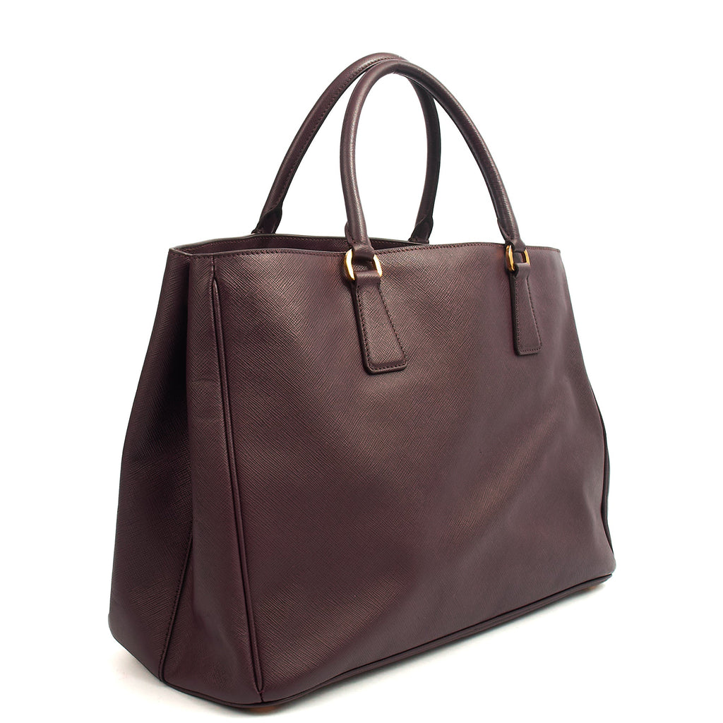 Prada Tote Galleria - Medium Double Zip Tote in Cognac, Saffiano Leather