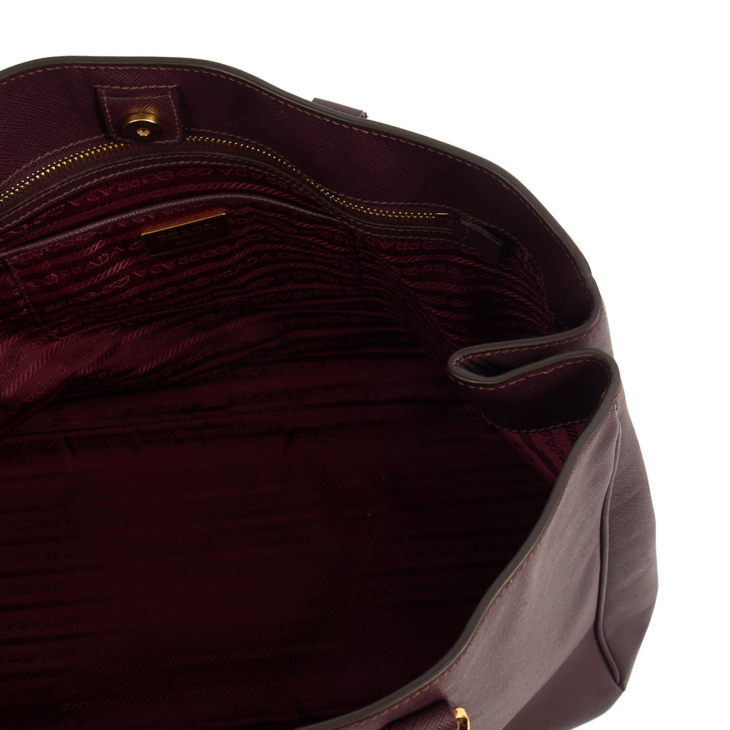 Prada Tote Galleria - Medium Double Zip Tote in Cognac, Saffiano Leather