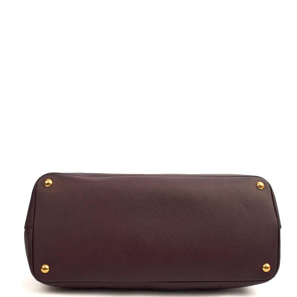 Prada Tote Galleria - Medium Double Zip Tote in Cognac, Saffiano Leather