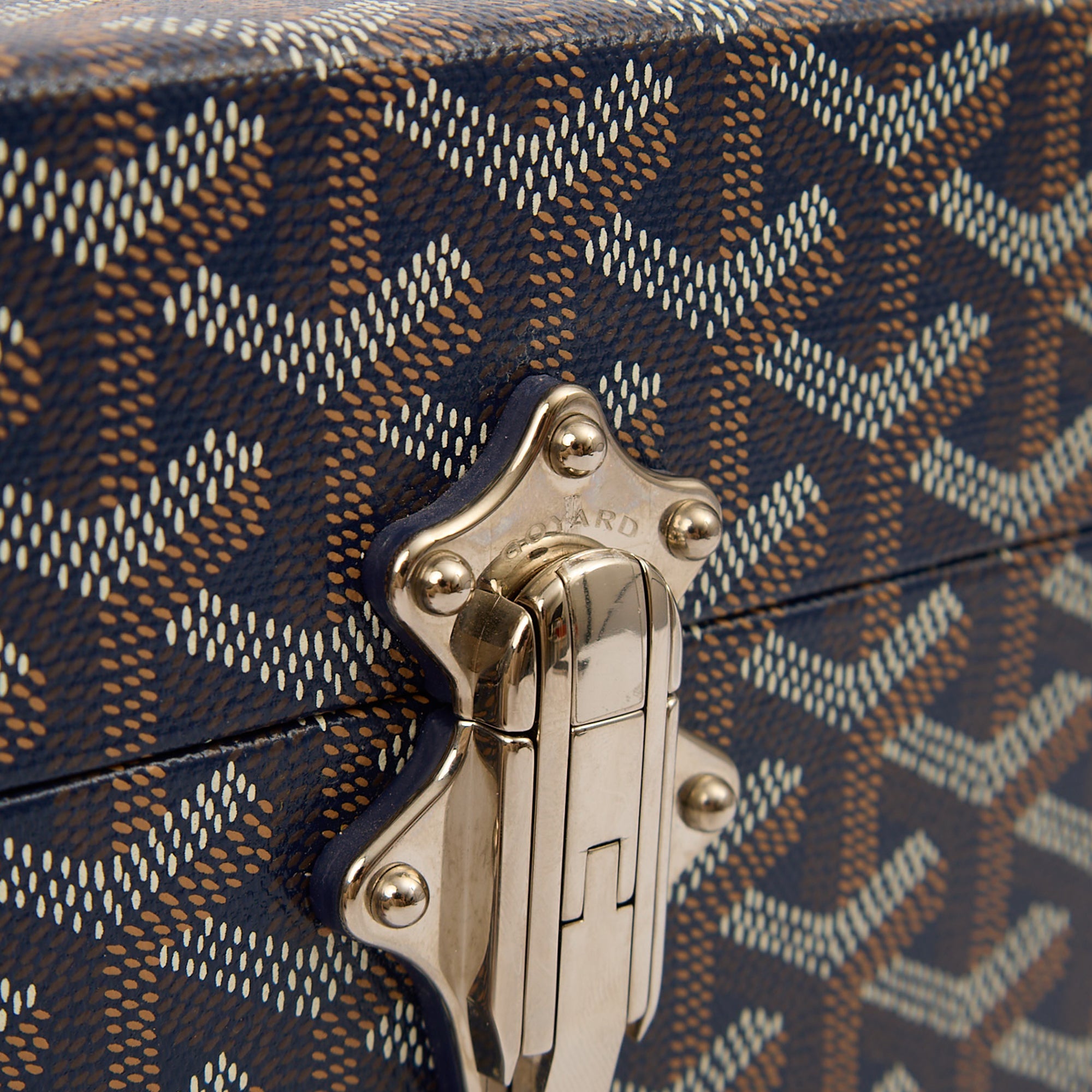 Goyard Cross Body Cassette Trunk in Navy, Leather