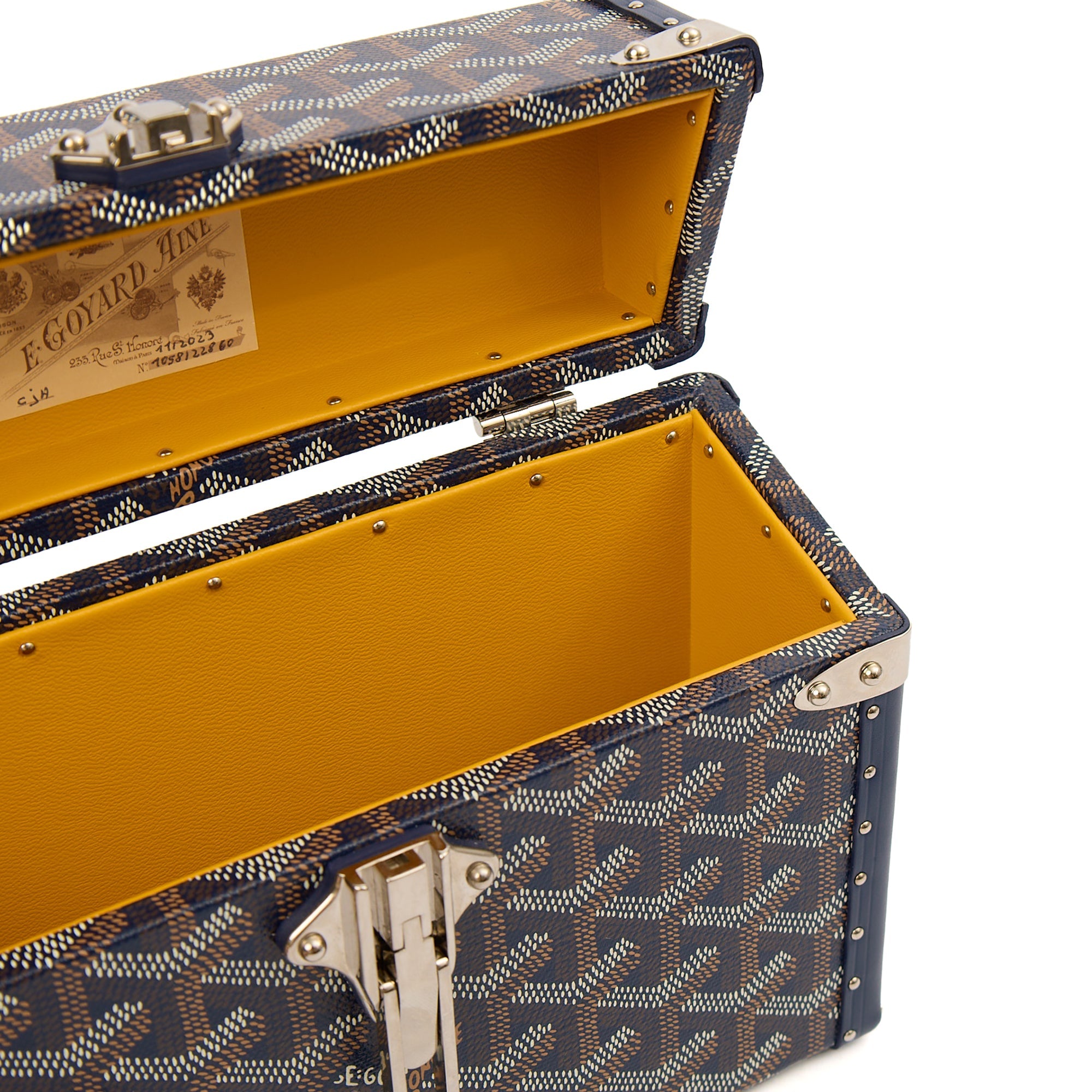 Goyard Cross Body Cassette Trunk in Navy, Leather