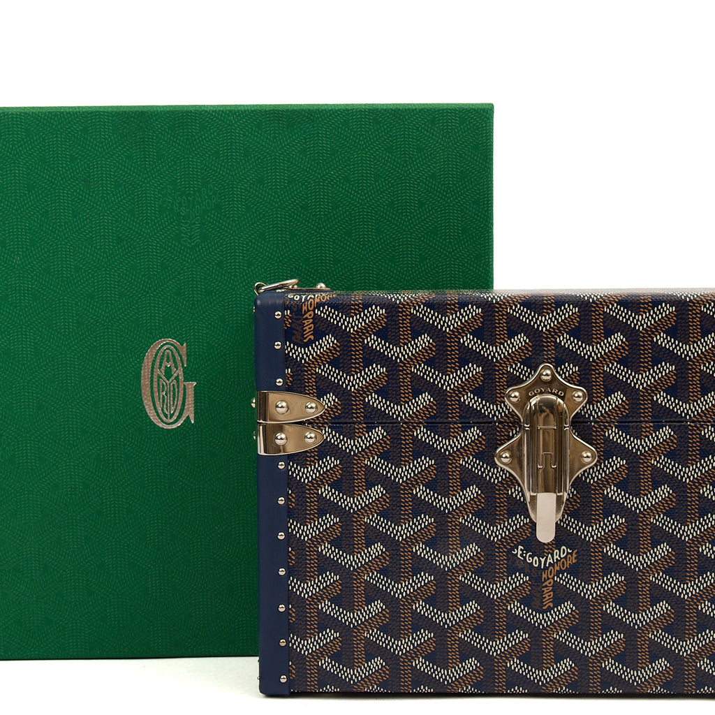 Goyard Cross Body Cassette Trunk in Navy, Leather