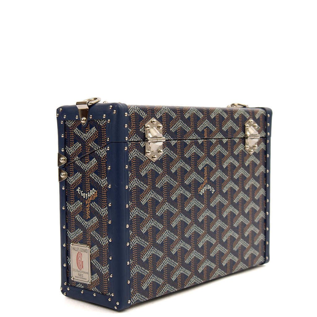 Goyard Cross Body Cassette Trunk in Navy, Leather