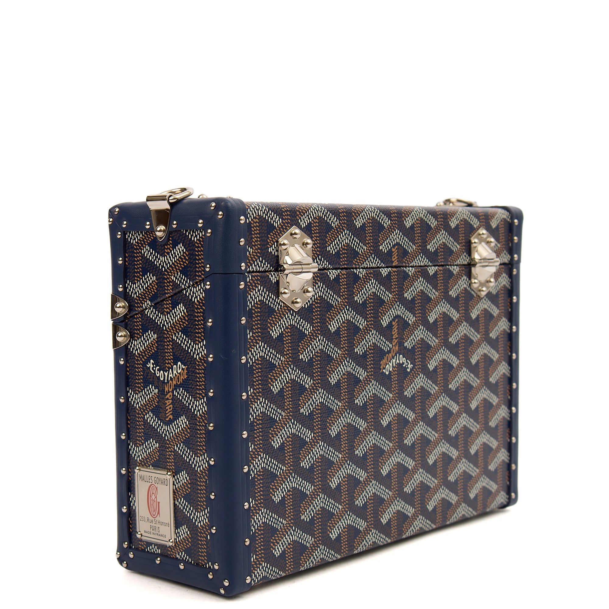 Goyard Cross Body Cassette Trunk in Navy, Leather