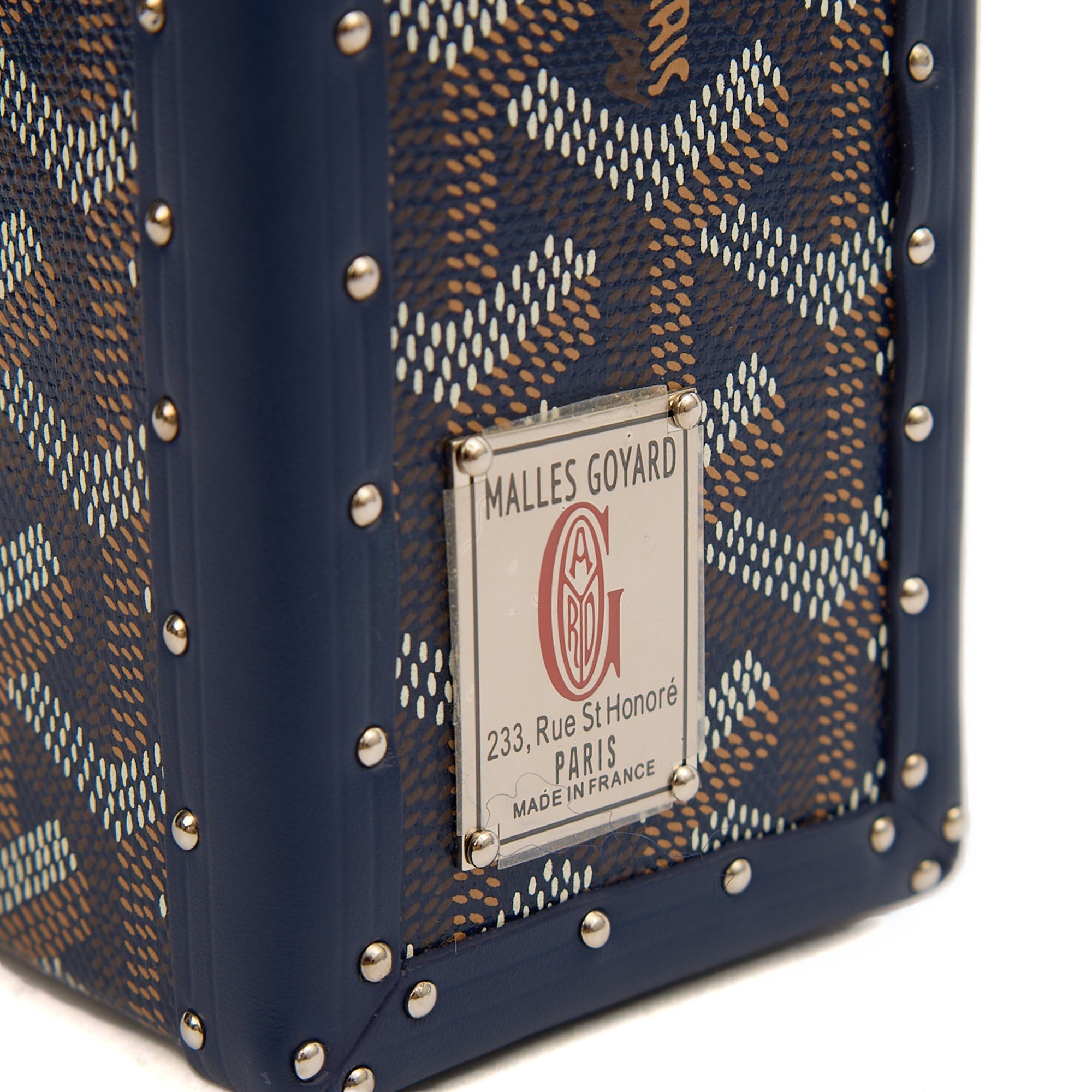 Goyard Cross Body Cassette Trunk in Navy, Leather